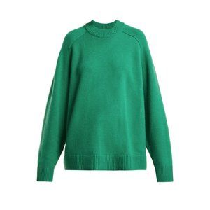 NWT Tibi Green Oversized Cashmere Crewneck Pullover Sweater Size XS/S